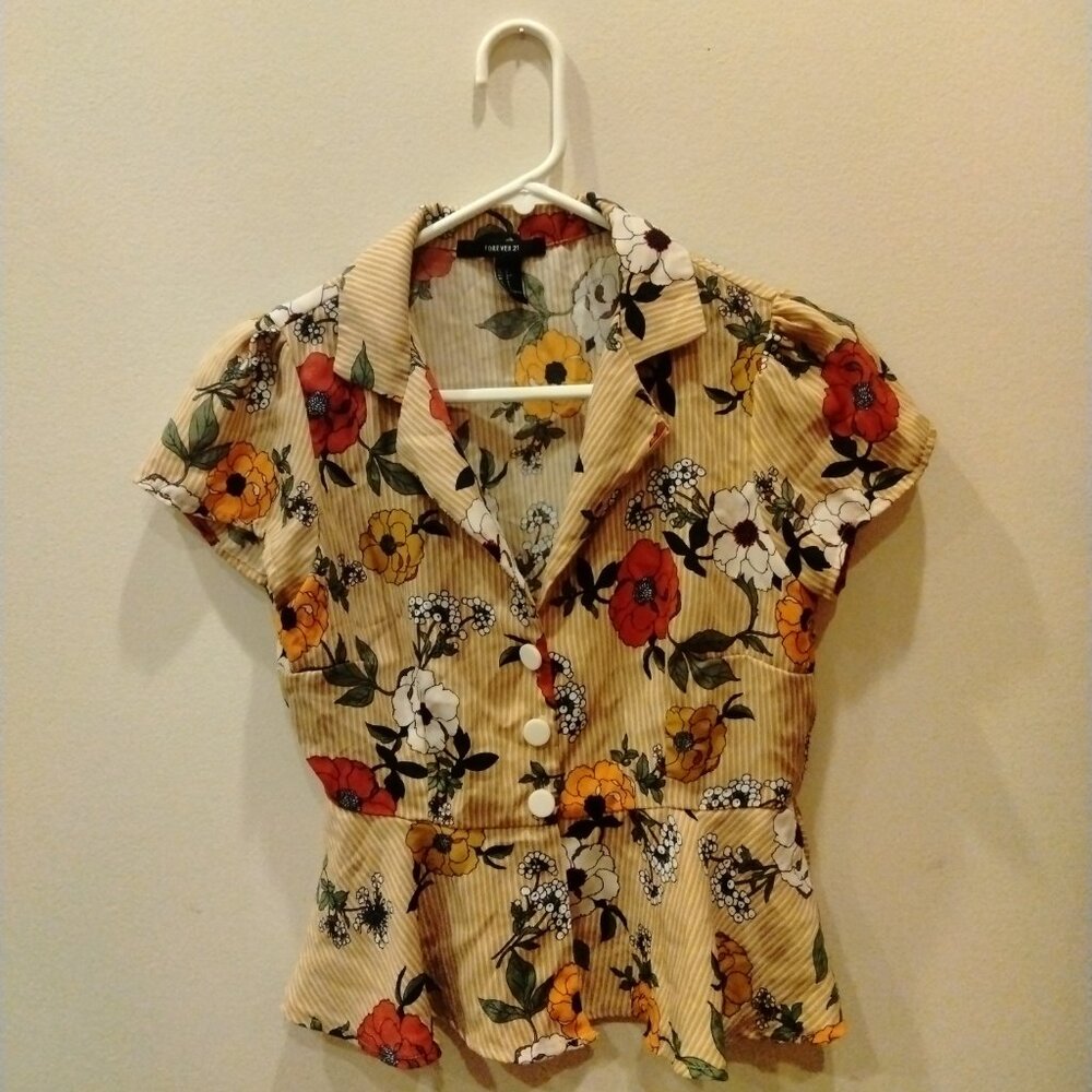 Striped and floral print top